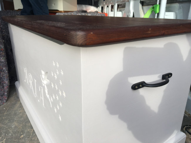 Toy box with iron handles